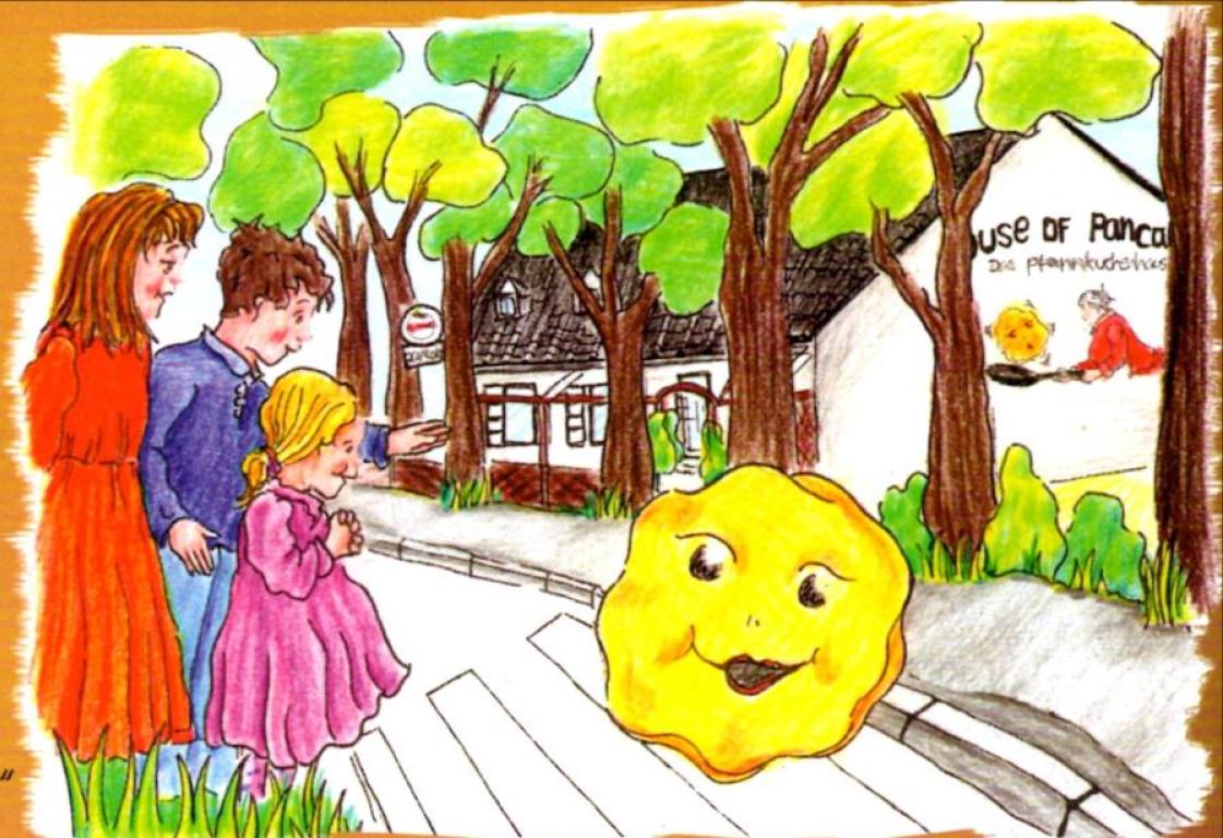 Drei hungrige Kinder begegnen dem Pfannkuchen